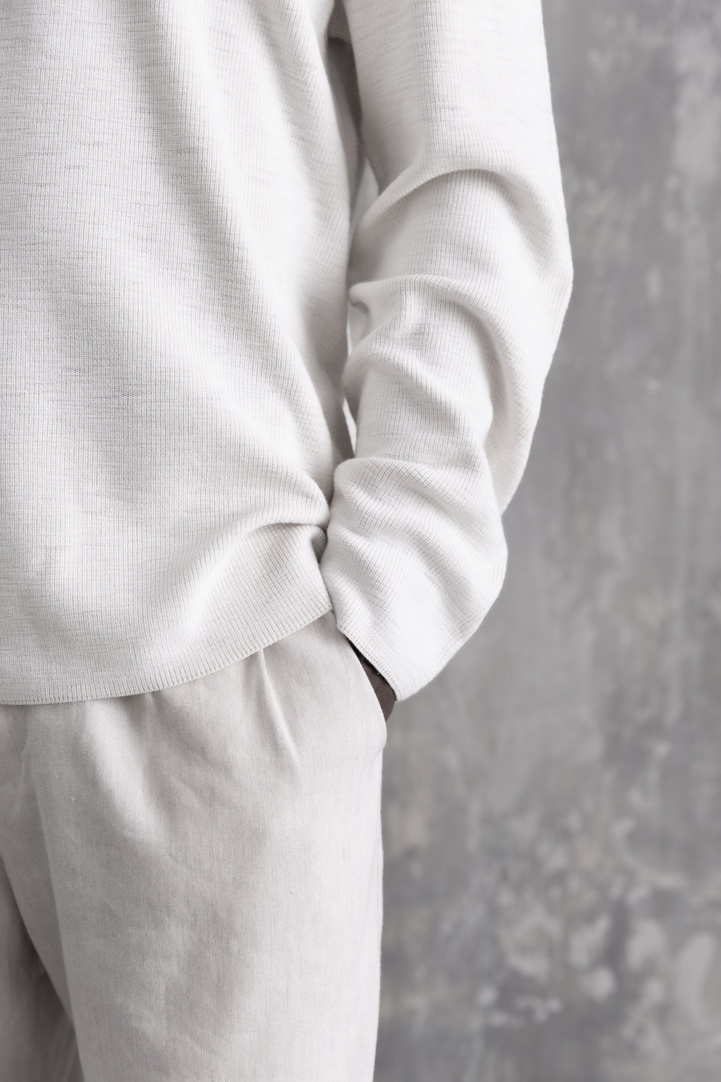 Ribbed Knit LS Polo