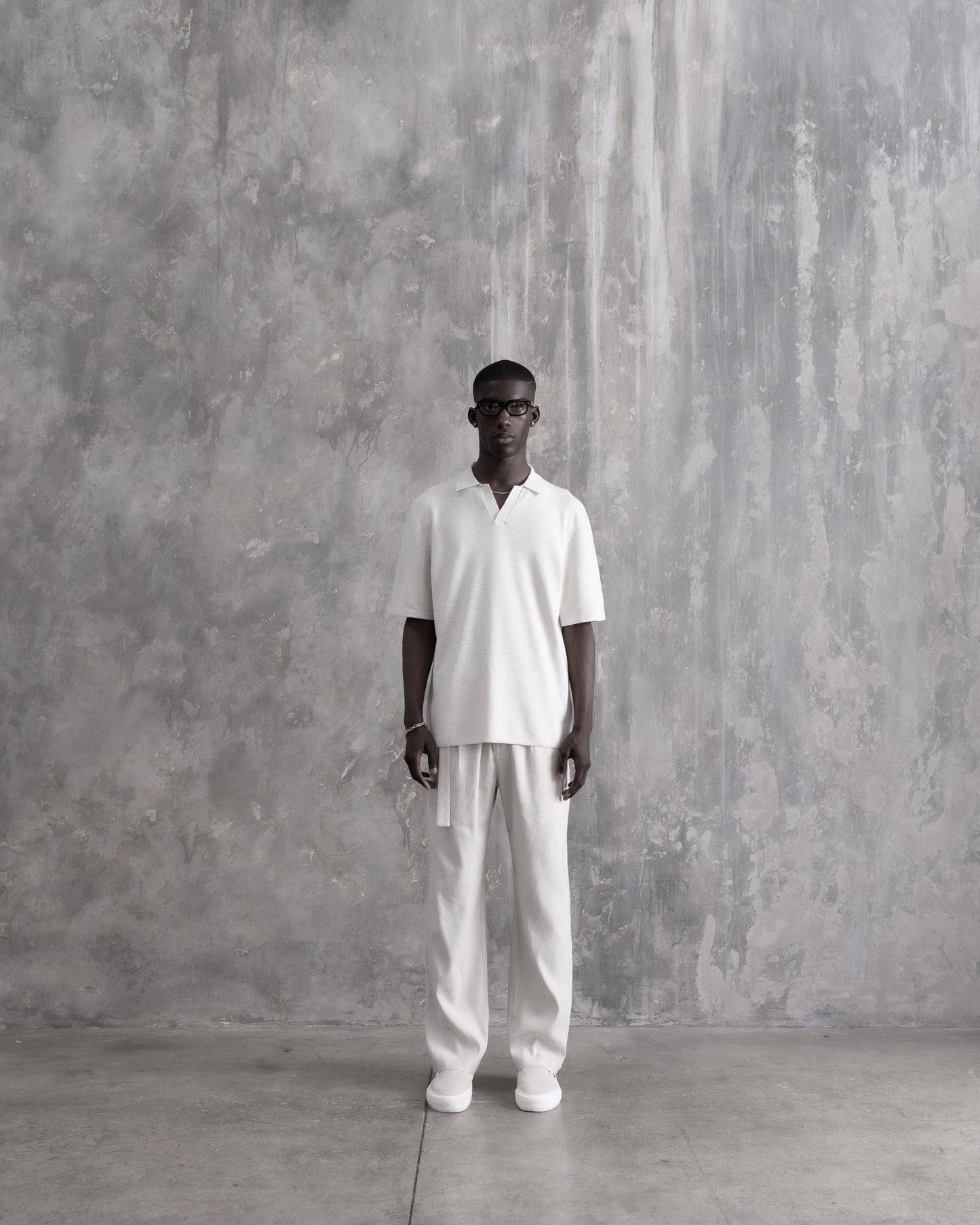 Ribbed Knit SS Polo