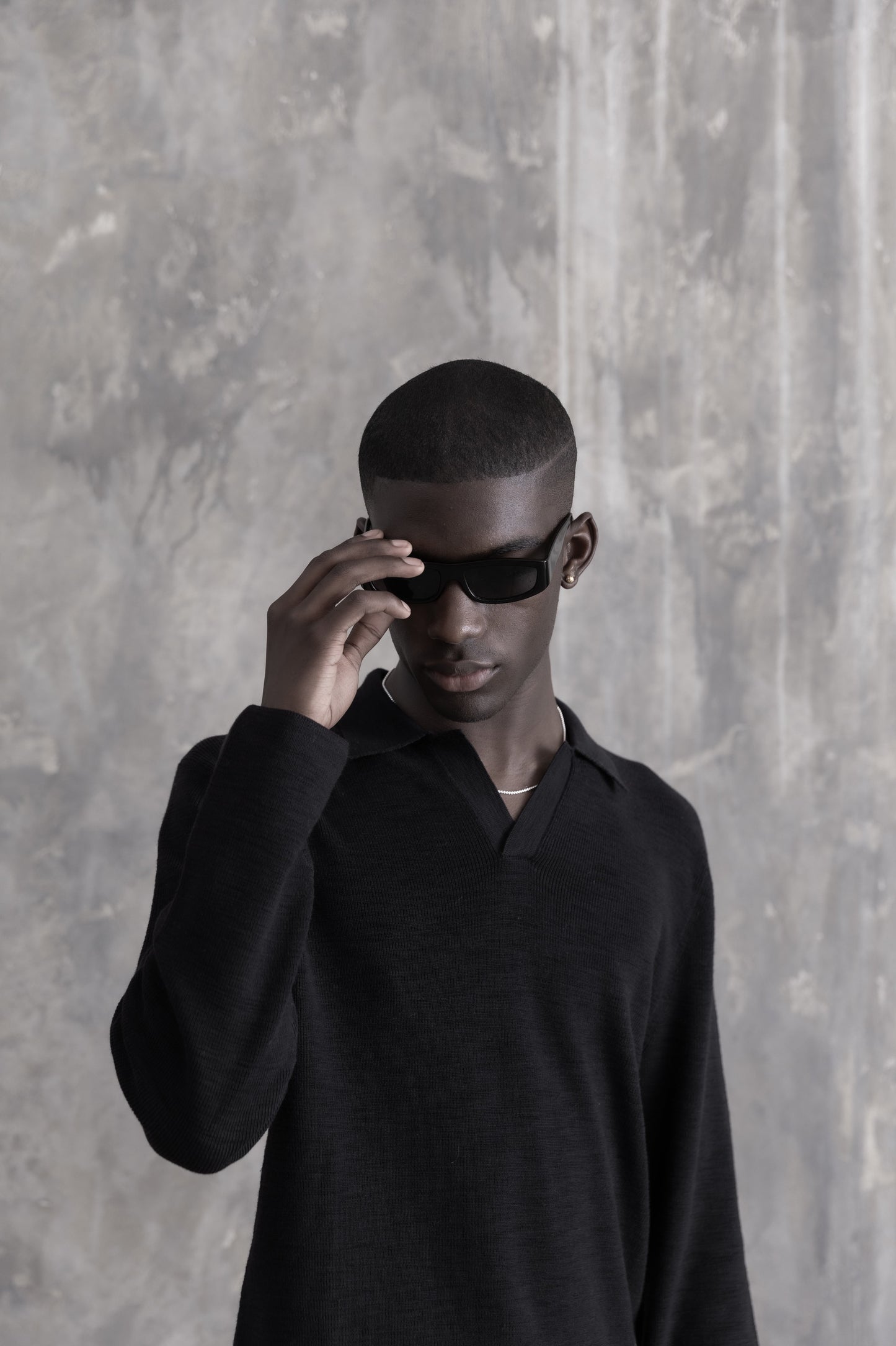Ribbed Knit LS Polo