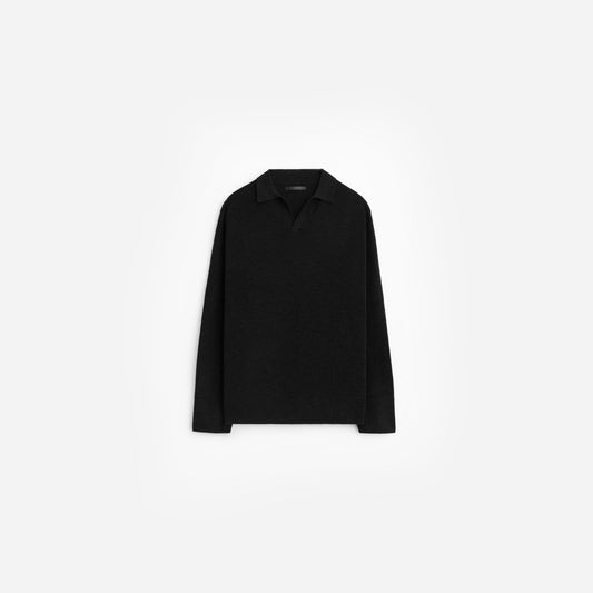 Ribbed Knit LS Polo