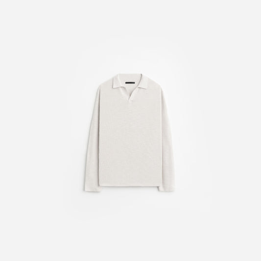 Ribbed Knit LS Polo